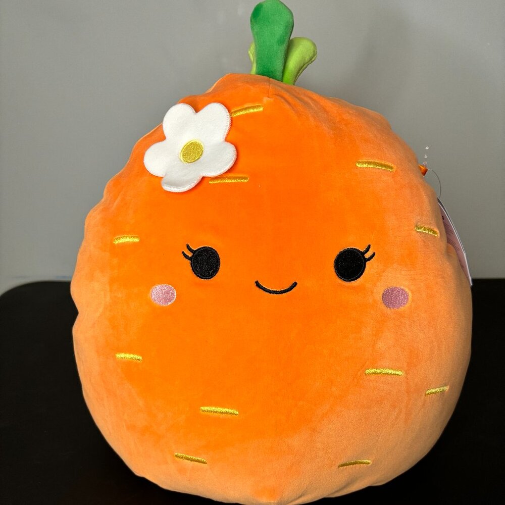 Squishmallows Orange with Green Stem and White Flower